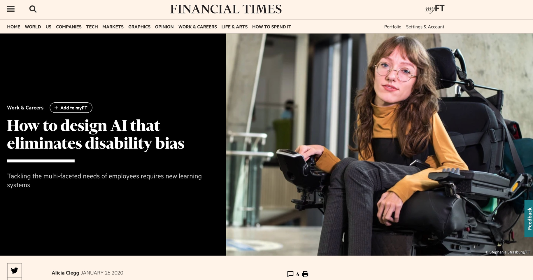 How to design AI that eliminates disability bias. An article for the Financial Times by Alicia Clegg